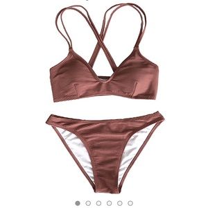 CUPSHE Mauve Cross at back two piece swimsuit